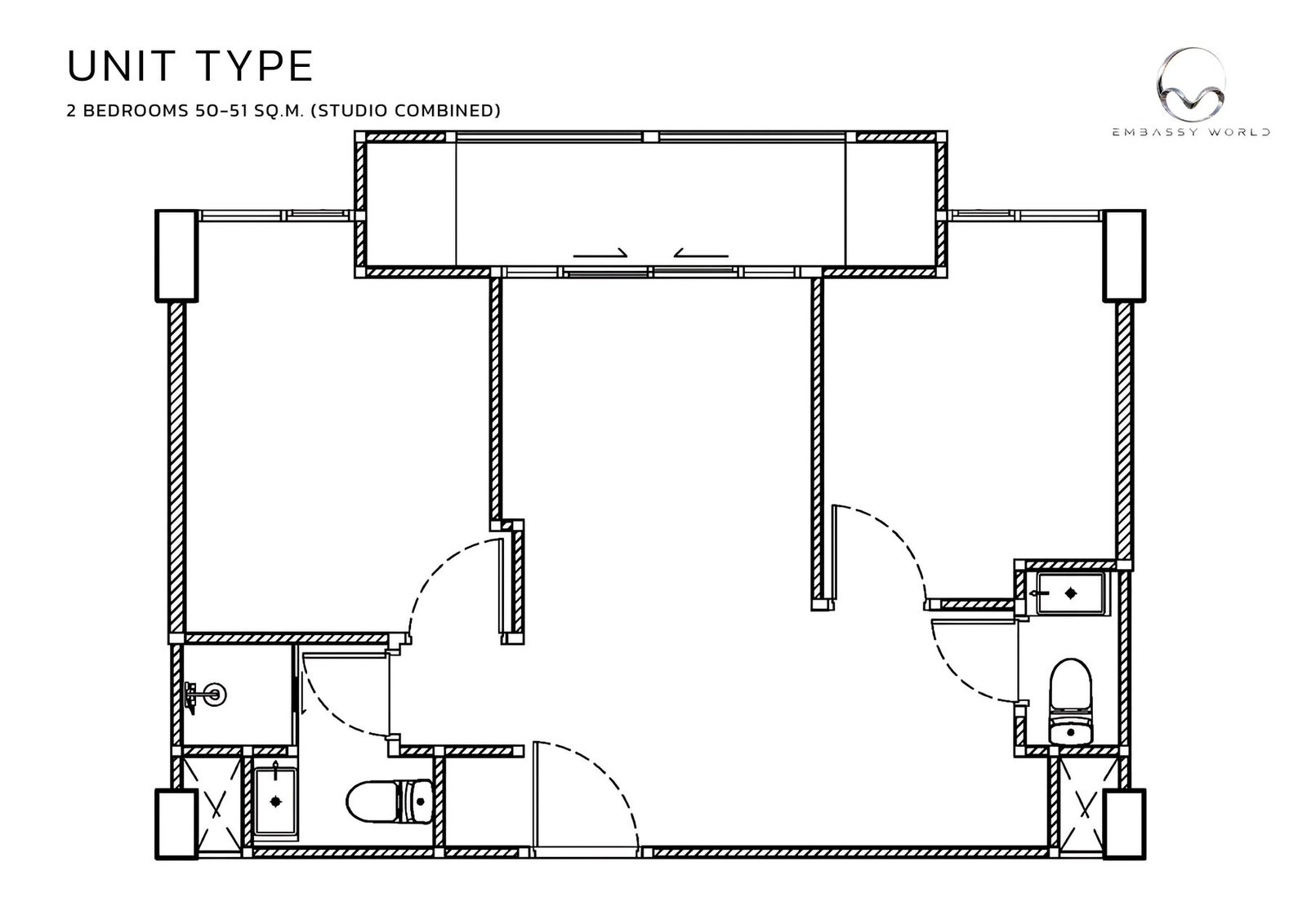 Embassy World 2 Bedroom Condo 50-51 sqm Combined