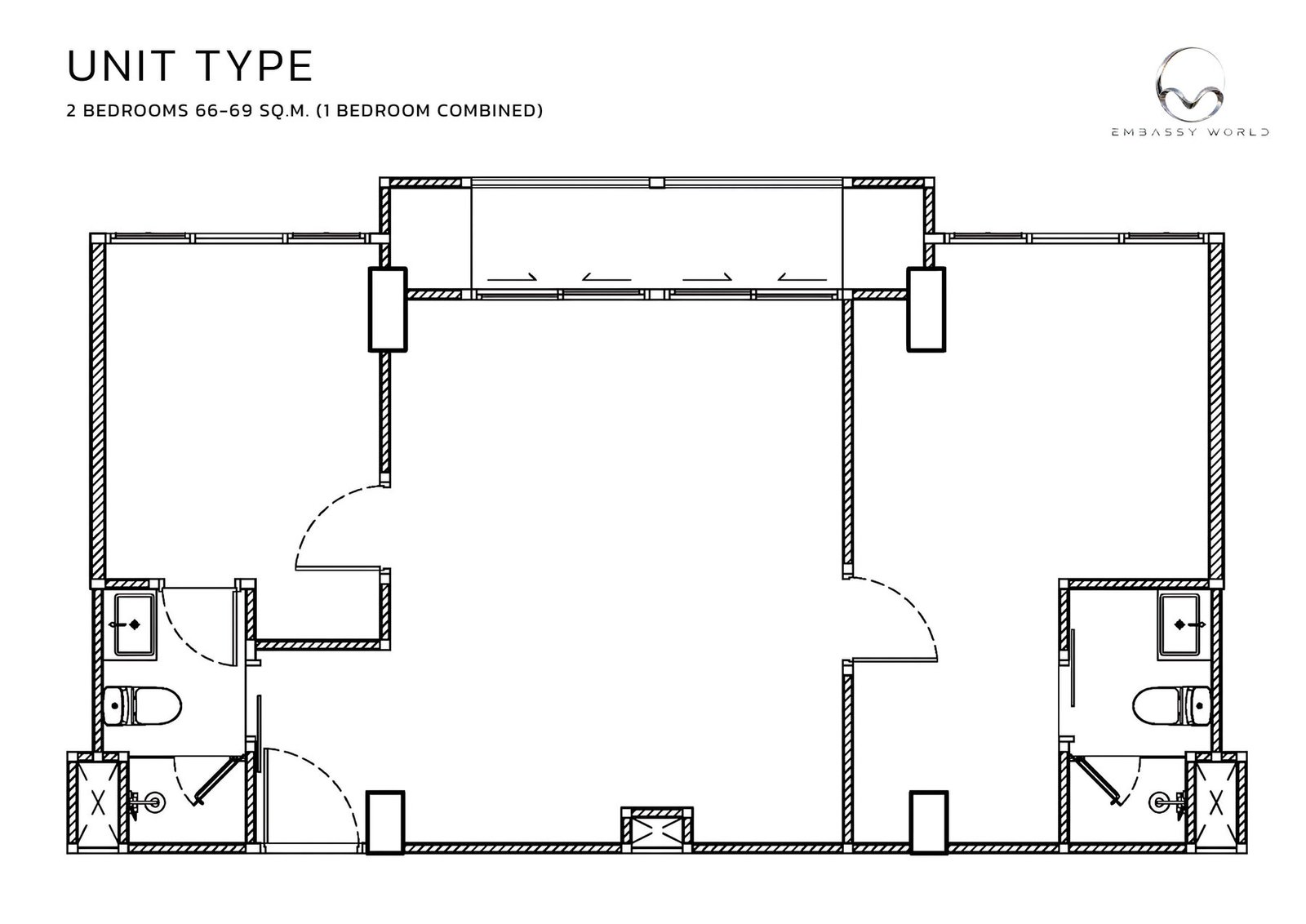 Embassy World 2 Bedroom Condo 66-69 sqm Combined