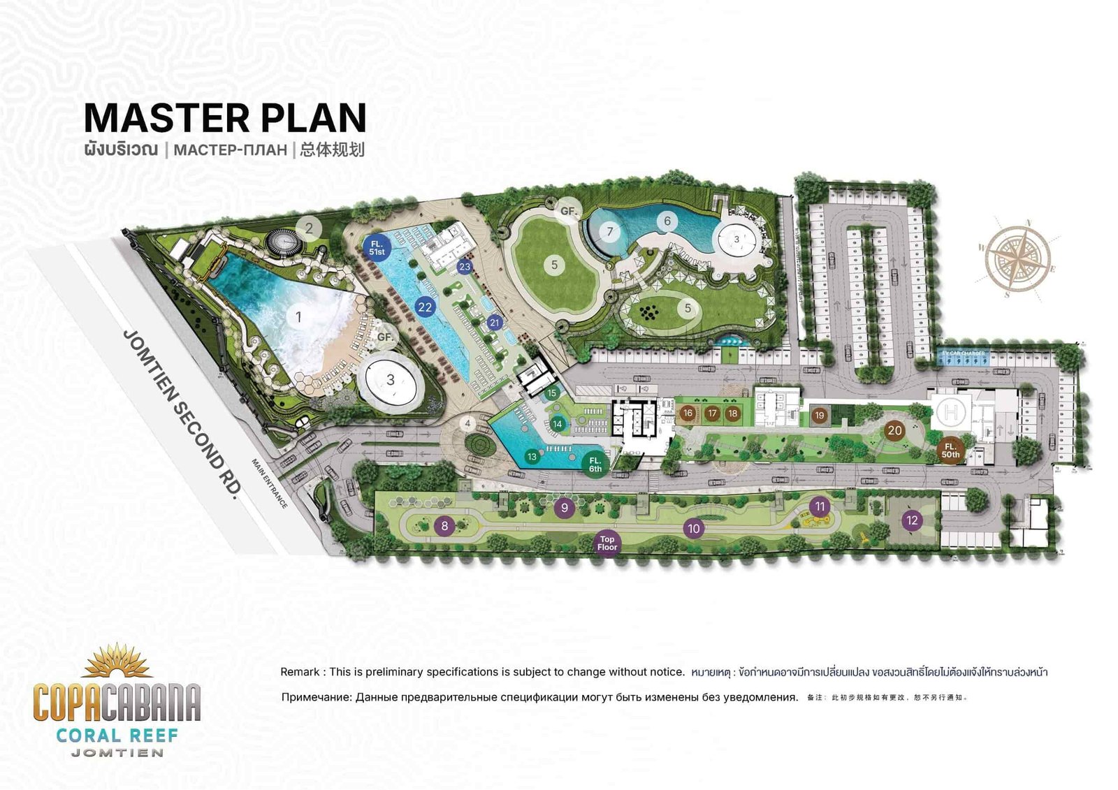 Copacabana Coral Reef condo jomtien | pattaya 69 Copacabana Coral Reef condo jomtien Master Plan - select property pattaya