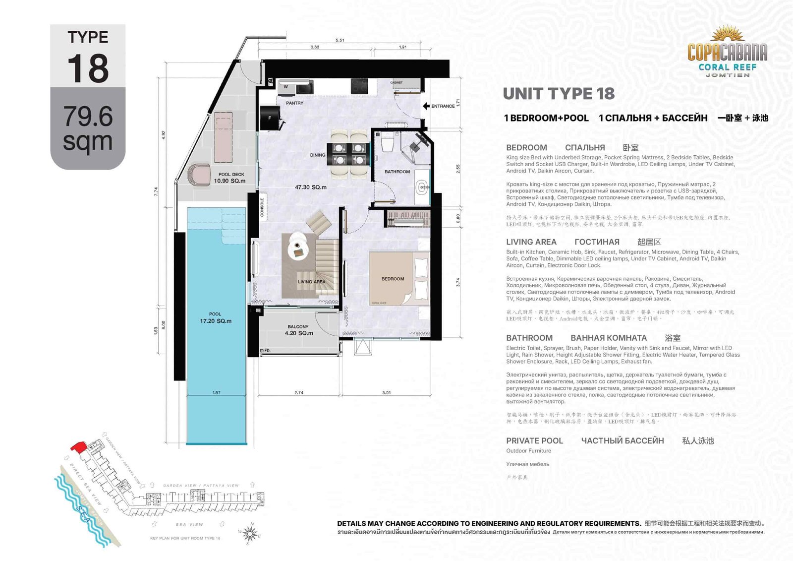 Copacabana Coral Reef condo jomtien | pattaya 31 Copacabana Coral Reef condo jomtien unit type 18 1 bedroom+pool 79.6 sqm - select property pattaya