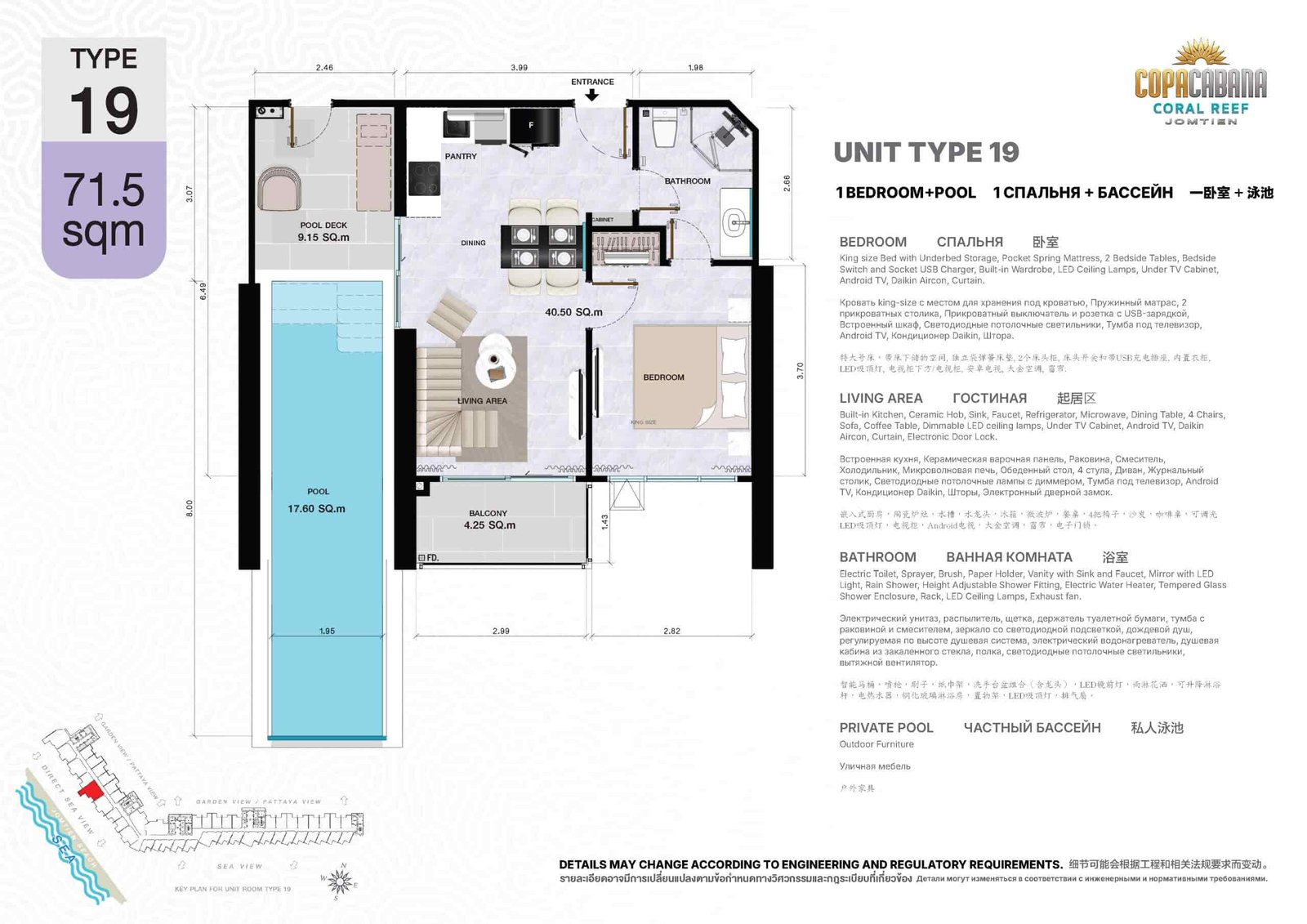 Copacabana Coral Reef condo jomtien | pattaya 32 Copacabana Coral Reef condo jomtien unit type 19 1 bedroom+pool 71.5 sqm - select property pattaya