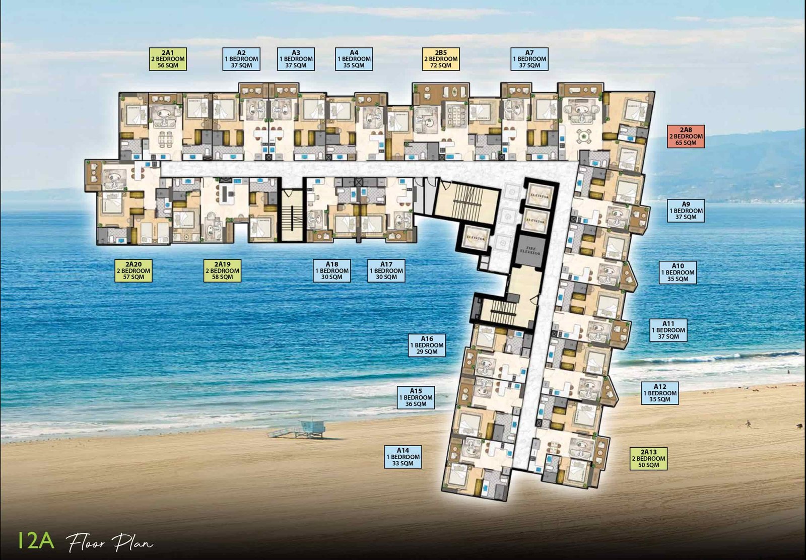 The Riviera Santa Monica Jomtien | Pattaya 60 The Riviera Santa Monica 12A floor plan - select property pattaya