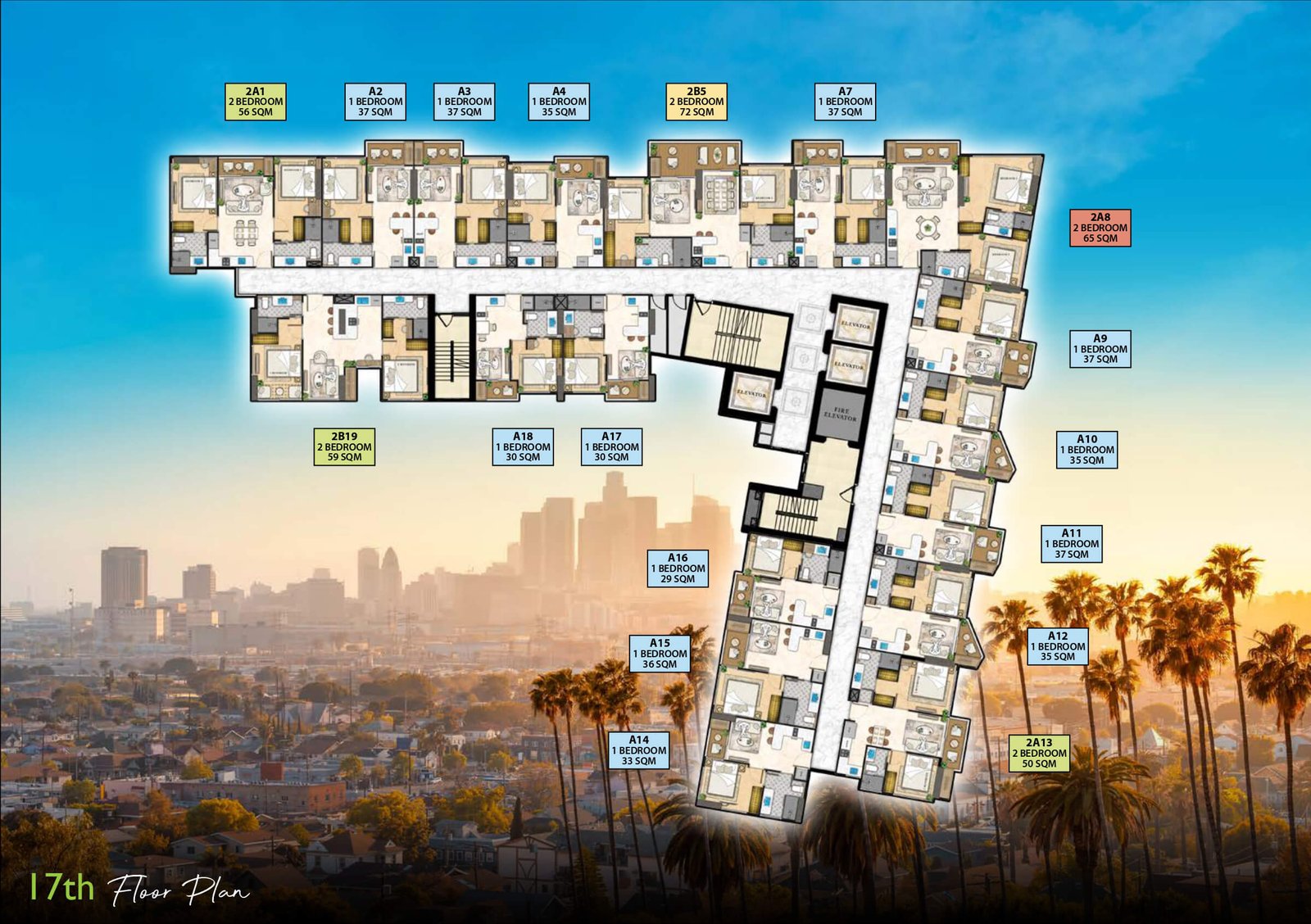 The Riviera Santa Monica Jomtien | Pattaya 65 The Riviera Santa Monica 17th floor plan - select property pattaya