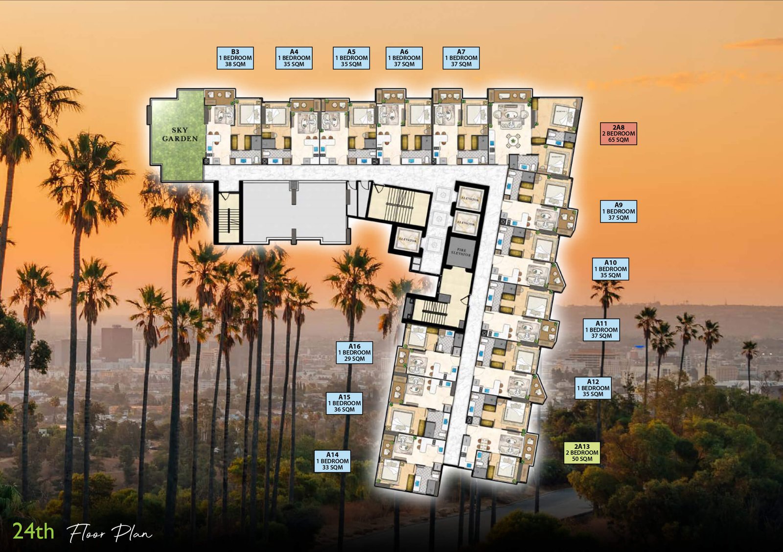 The Riviera Santa Monica Jomtien | Pattaya 72 The Riviera Santa Monica 24th floor plan - select property pattaya
