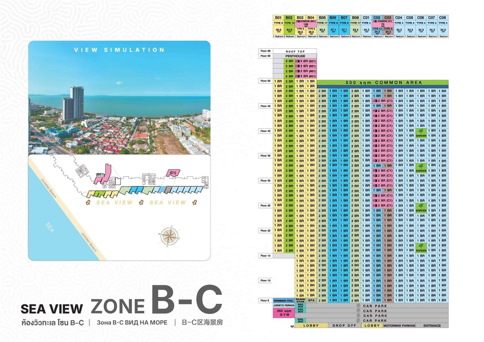 Copacabana-Coral-Reef-condo-jomtien-unit-matrix-sea-view-zone-b-c-select-property-pattaya