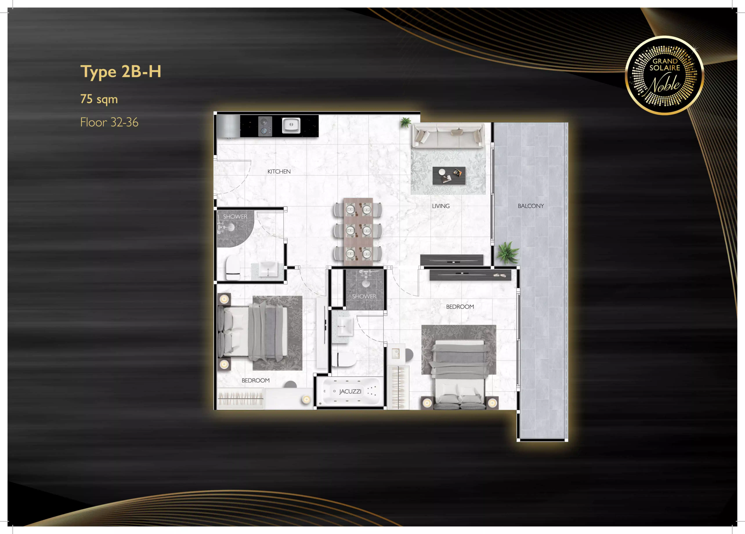 grand solaire noble 2 bedroom - H 75 sqm F32-36 - select property