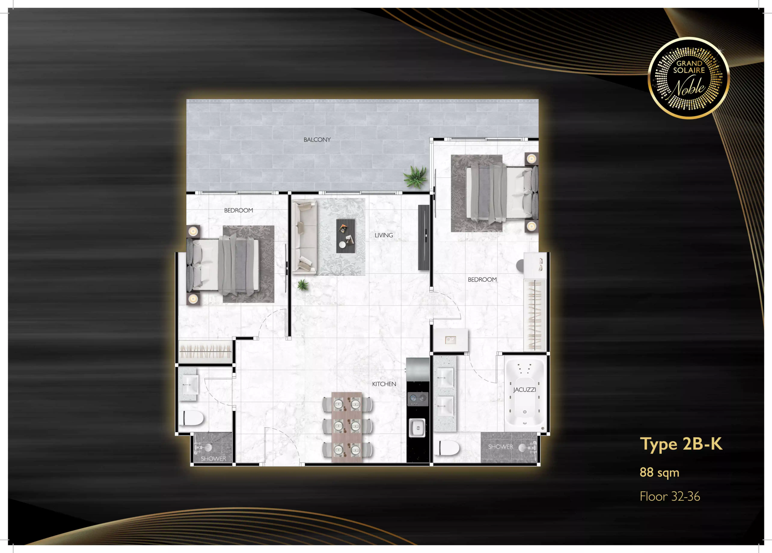 grand solaire noble 2 bedroom - K 88 sqm F32-36 - select property