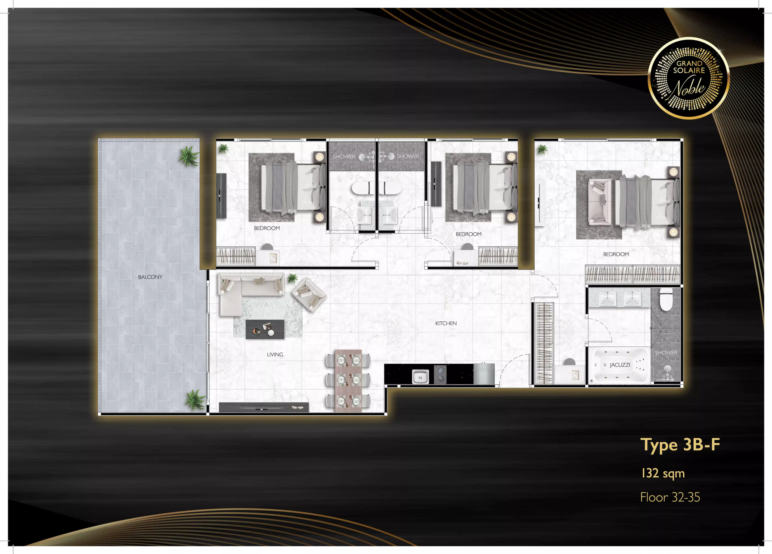grand solaire noble 3 bedroom - F 132 sqm F32-35 - select property