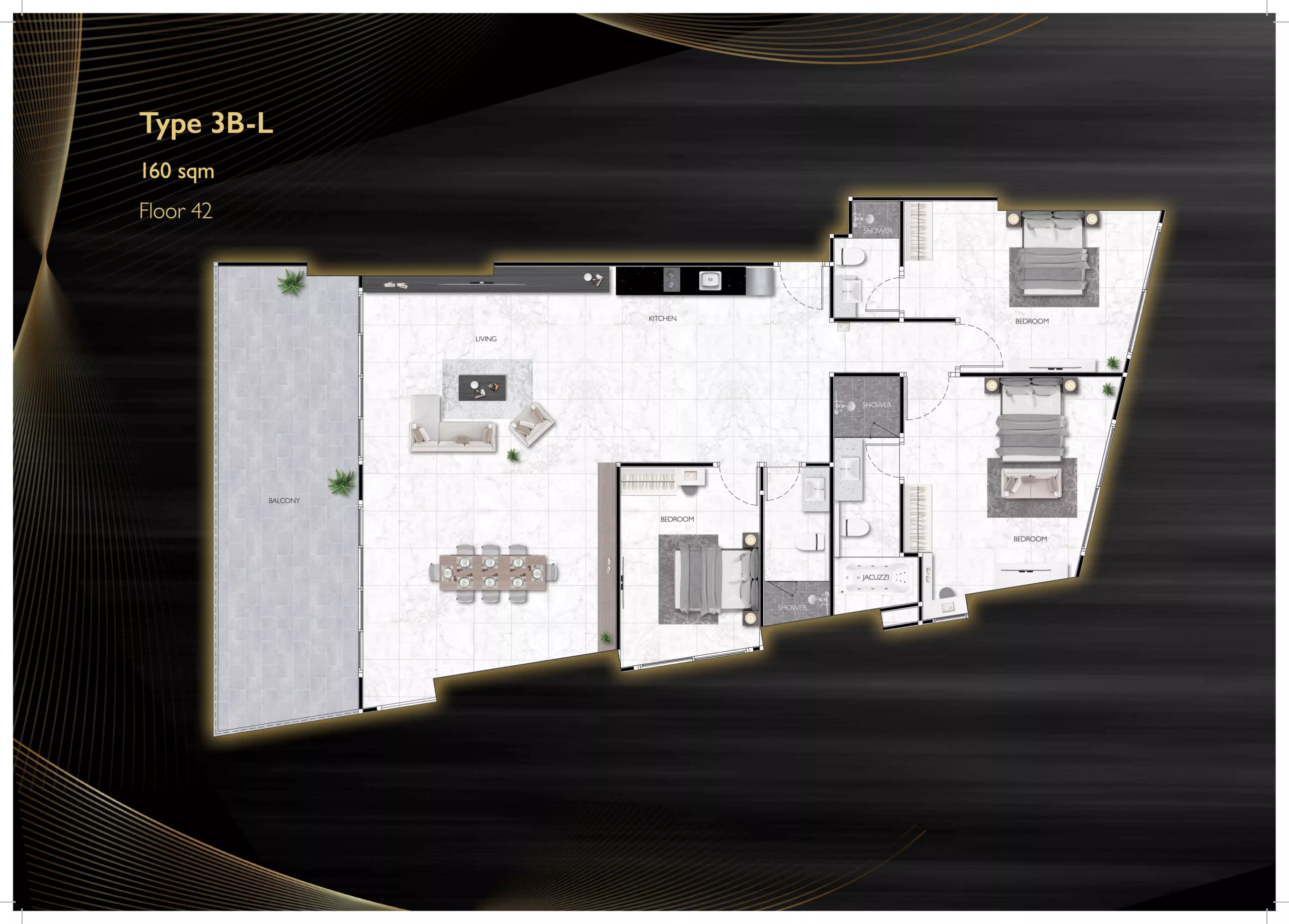 grand solaire noble 3 bedroom - L 160 sqm F42 - select property