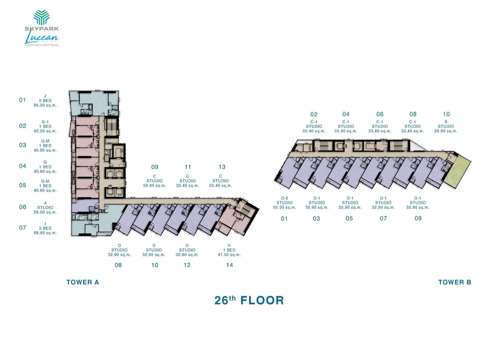 skypark lucean jomtien pattaya floor plan 26th floor