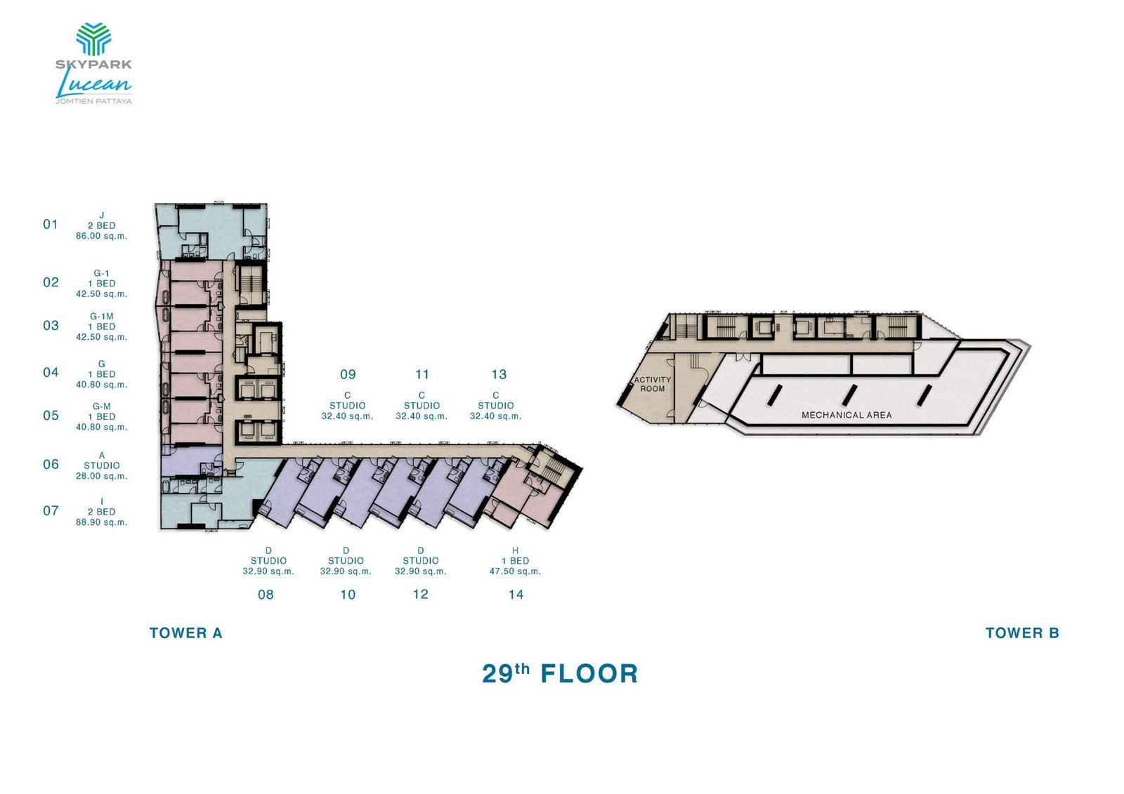 skypark lucean jomtien pattaya floor plan 29th floor