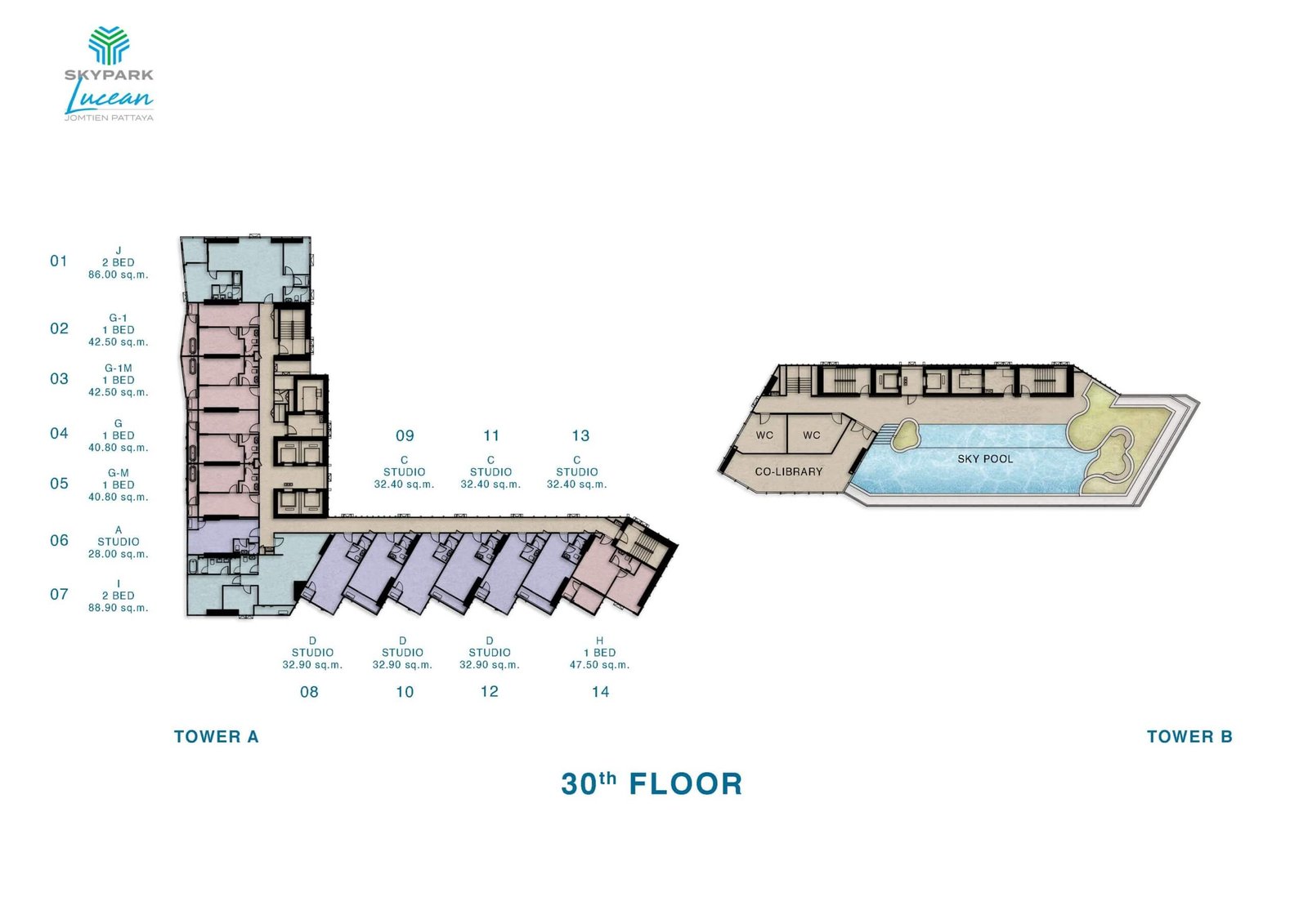 skypark lucean jomtien pattaya floor plan 30th floor