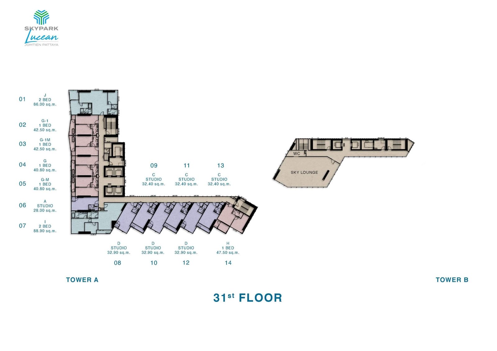 skypark lucean jomtien pattaya floor plan 31st floor