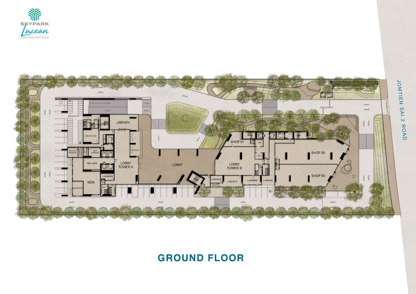 skypark lucean jomtien pattaya floor plan ground floor