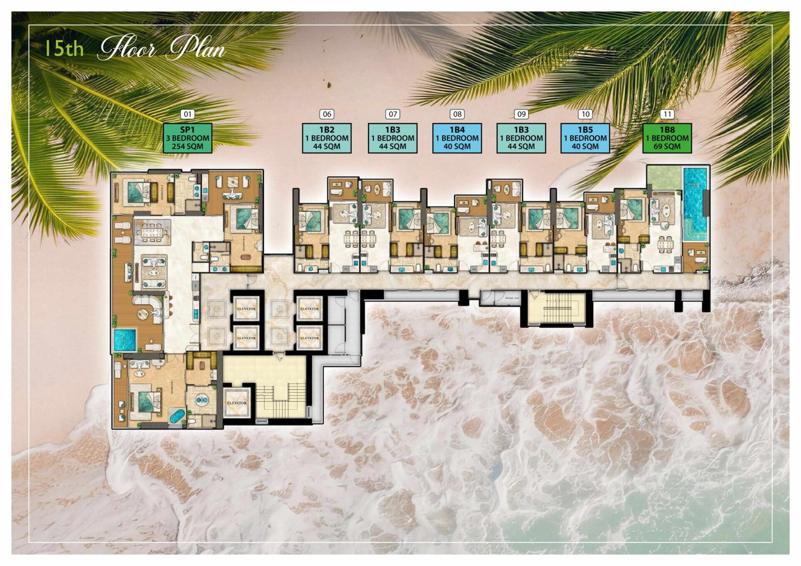 the riviera palm beach wongamat 15th Floor Plan