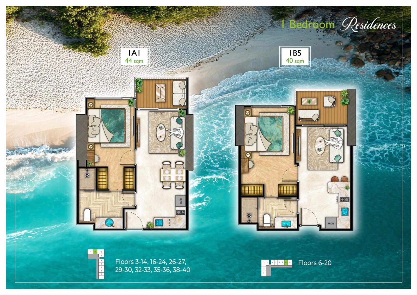 the riviera palm beach wongamat 1 Bedroom Floor Plan