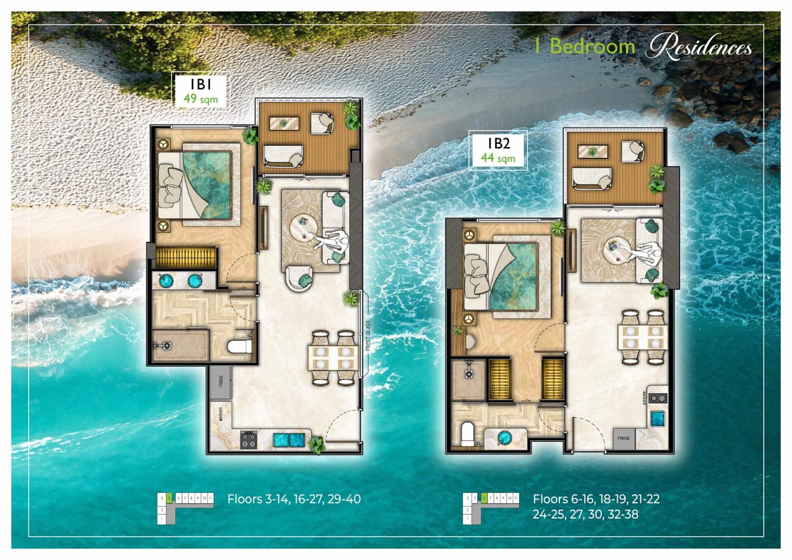 the riviera palm beach wongamat 1 Bedroom Floor Plan
