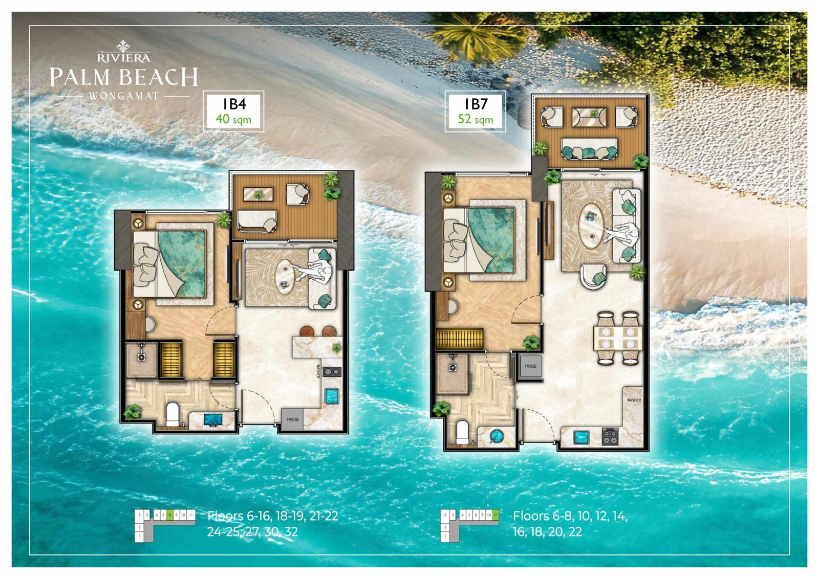 the riviera palm beach wongamat 1 Bedroom Floor Plan