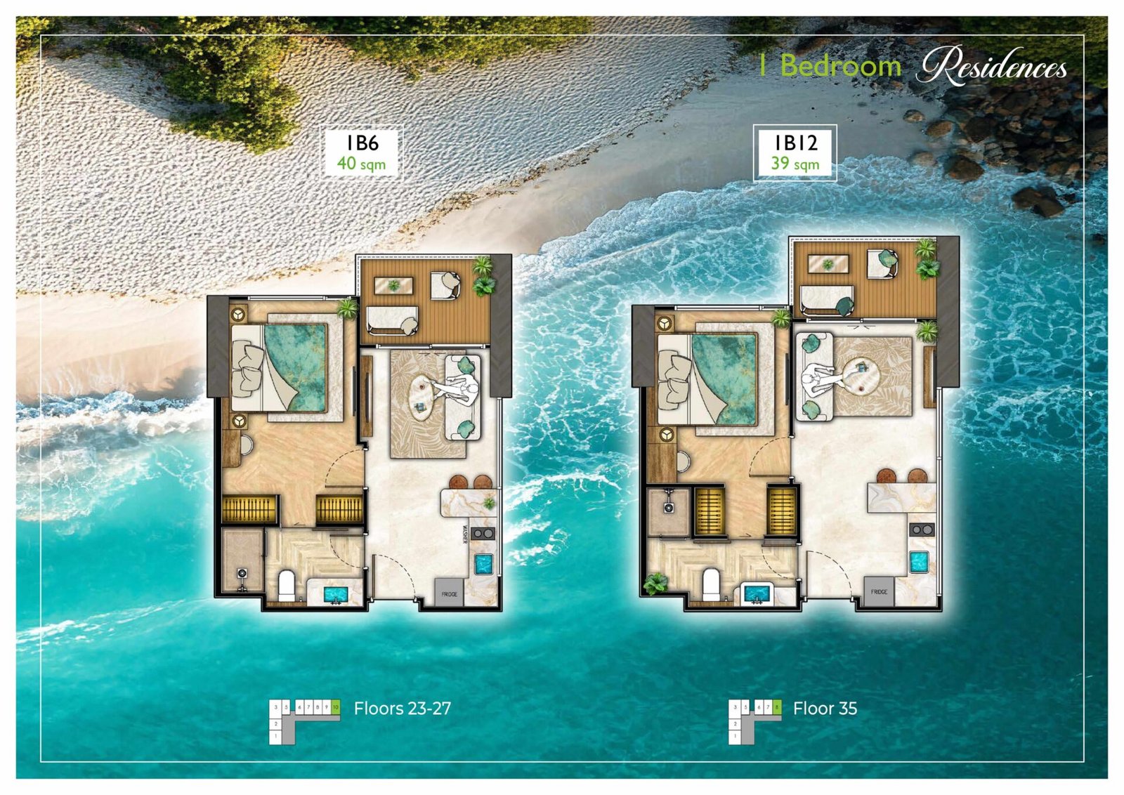 the riviera palm beach wongamat 1 Bedroom Floor Plan