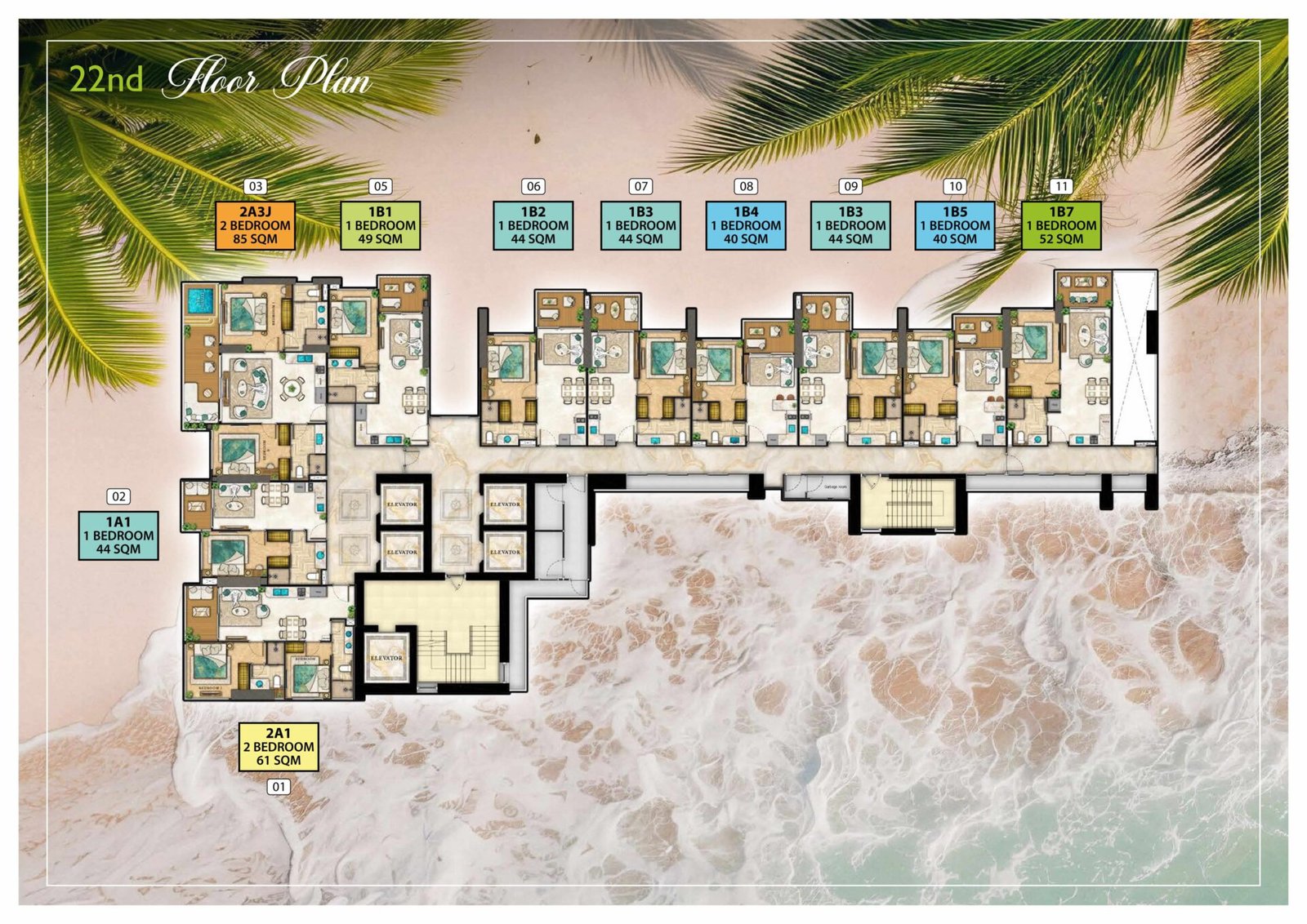 the riviera palm beach wongamat 22nd Floor Plan