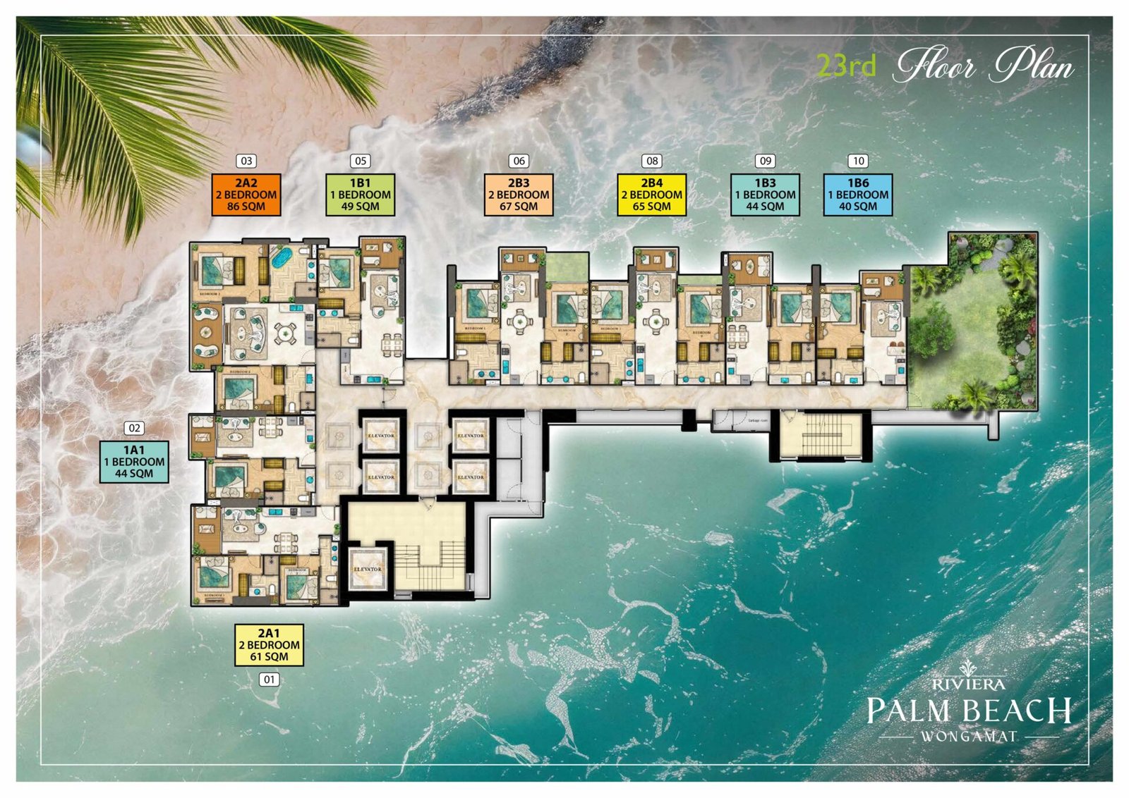 the riviera palm beach wongamat 23rd Floor Plan