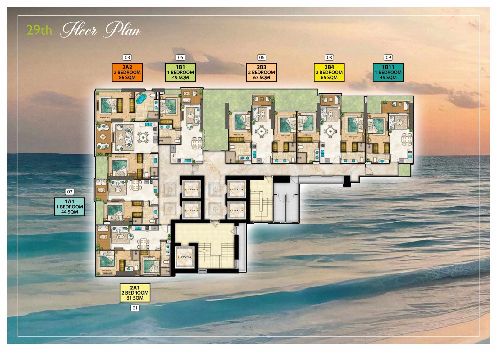 the riviera palm beach wongamat 29th Floor Plan