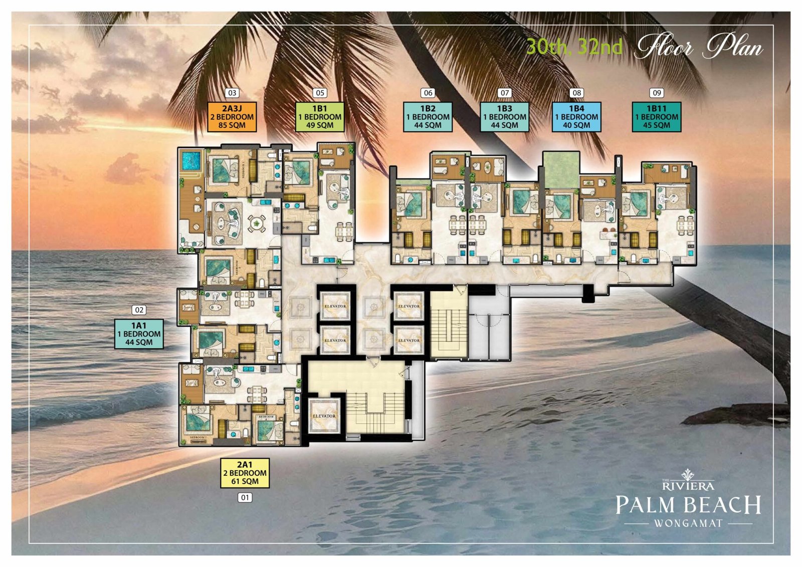 the riviera palm beach wongamat 30th, 32nd Floor Plan