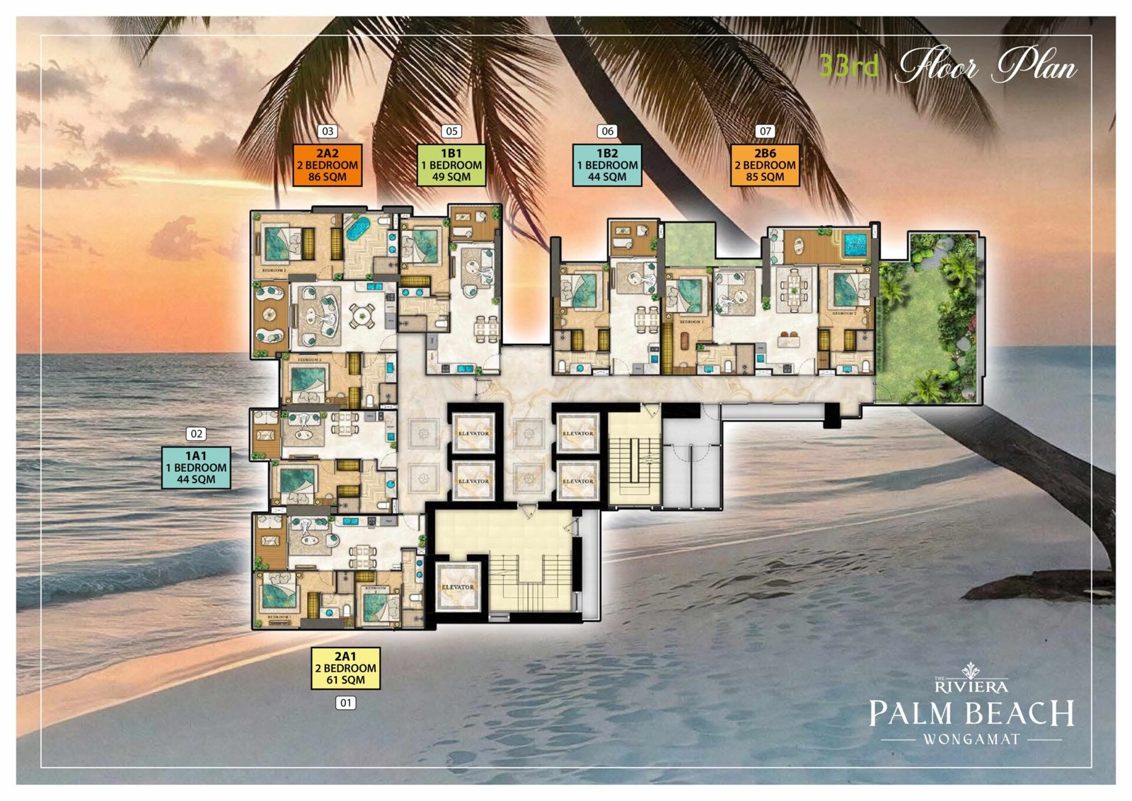 the riviera palm beach wongamat 33rd Floor Plan