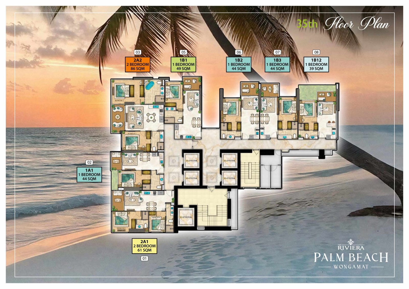 the riviera palm beach wongamat 35th Floor Plan