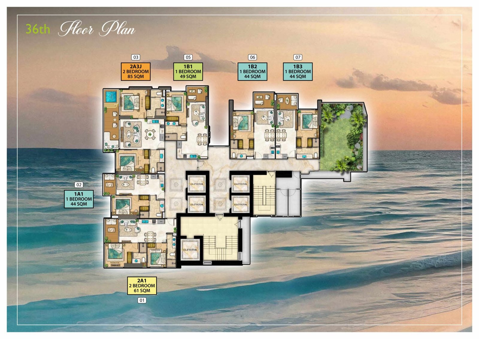 the riviera palm beach wongamat 36th Floor Plan