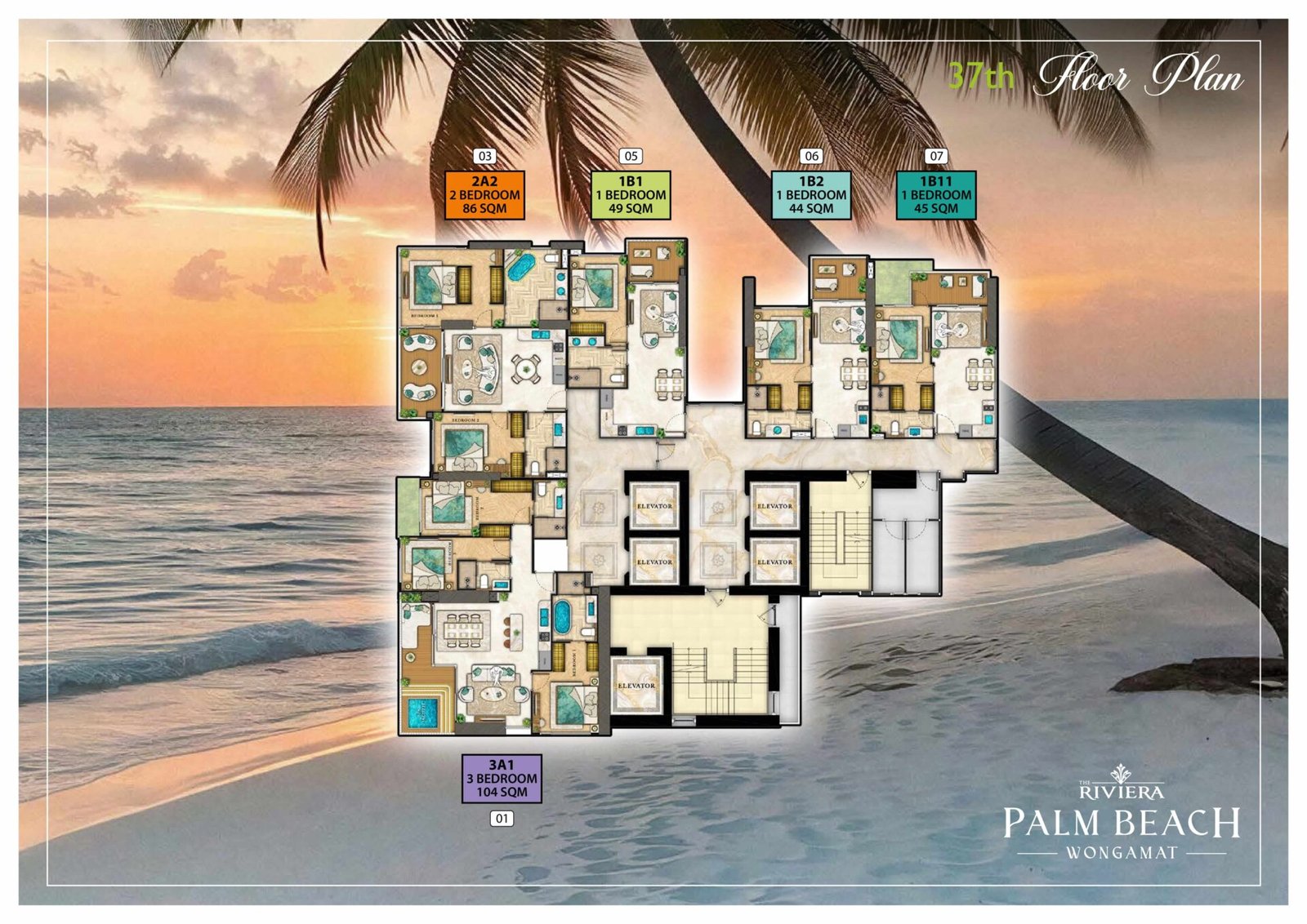 the riviera palm beach wongamat 37th Floor Plan