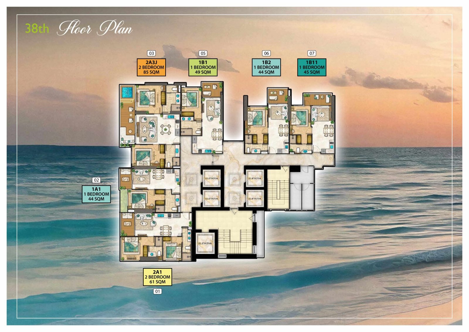 the riviera palm beach wongamat 38th Floor Plan