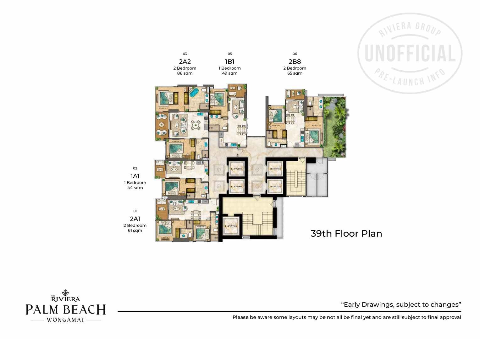 the riviera palm beach wongamat 39th Floor Plan