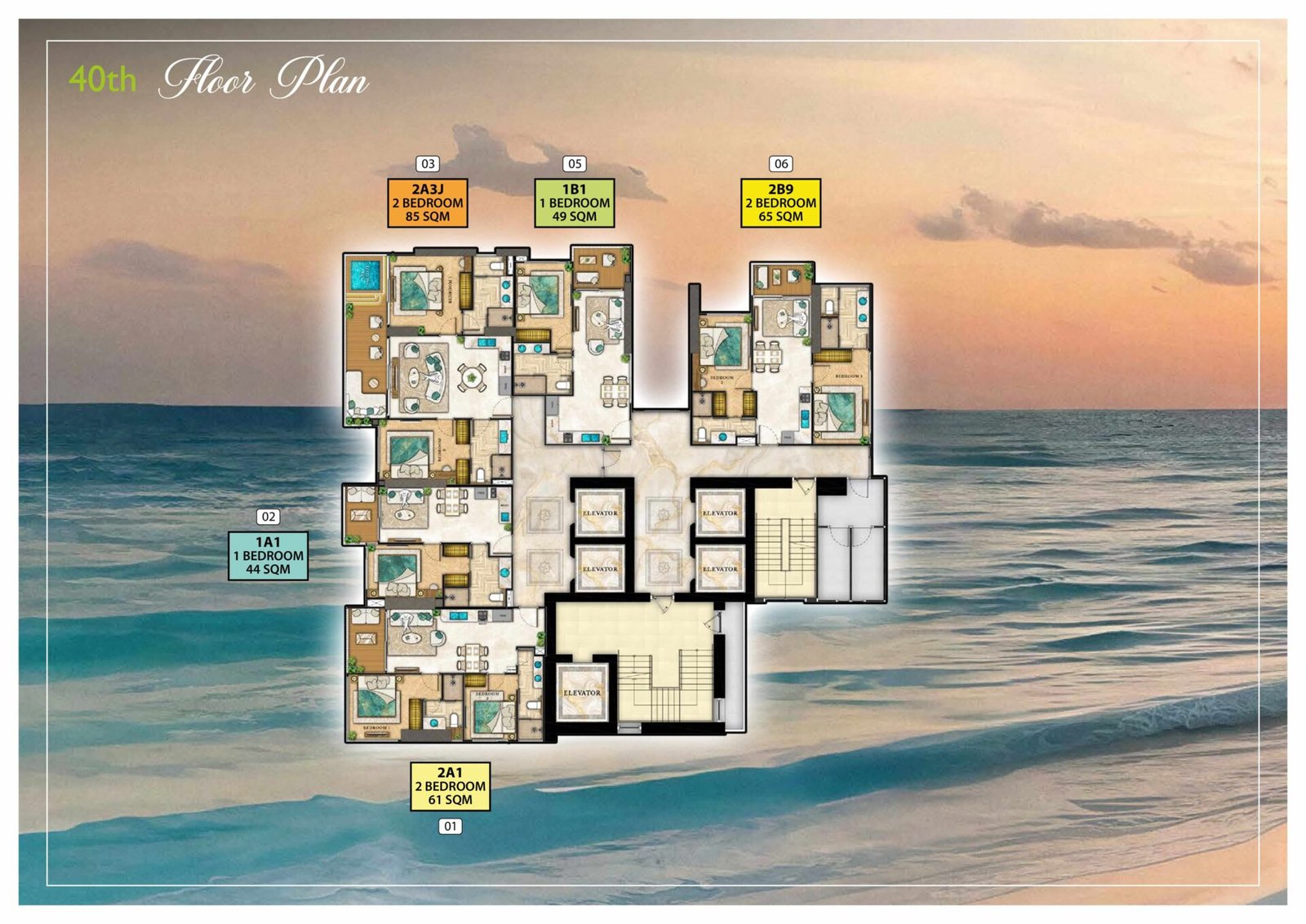 the riviera palm beach wongamat 40th Floor Plan