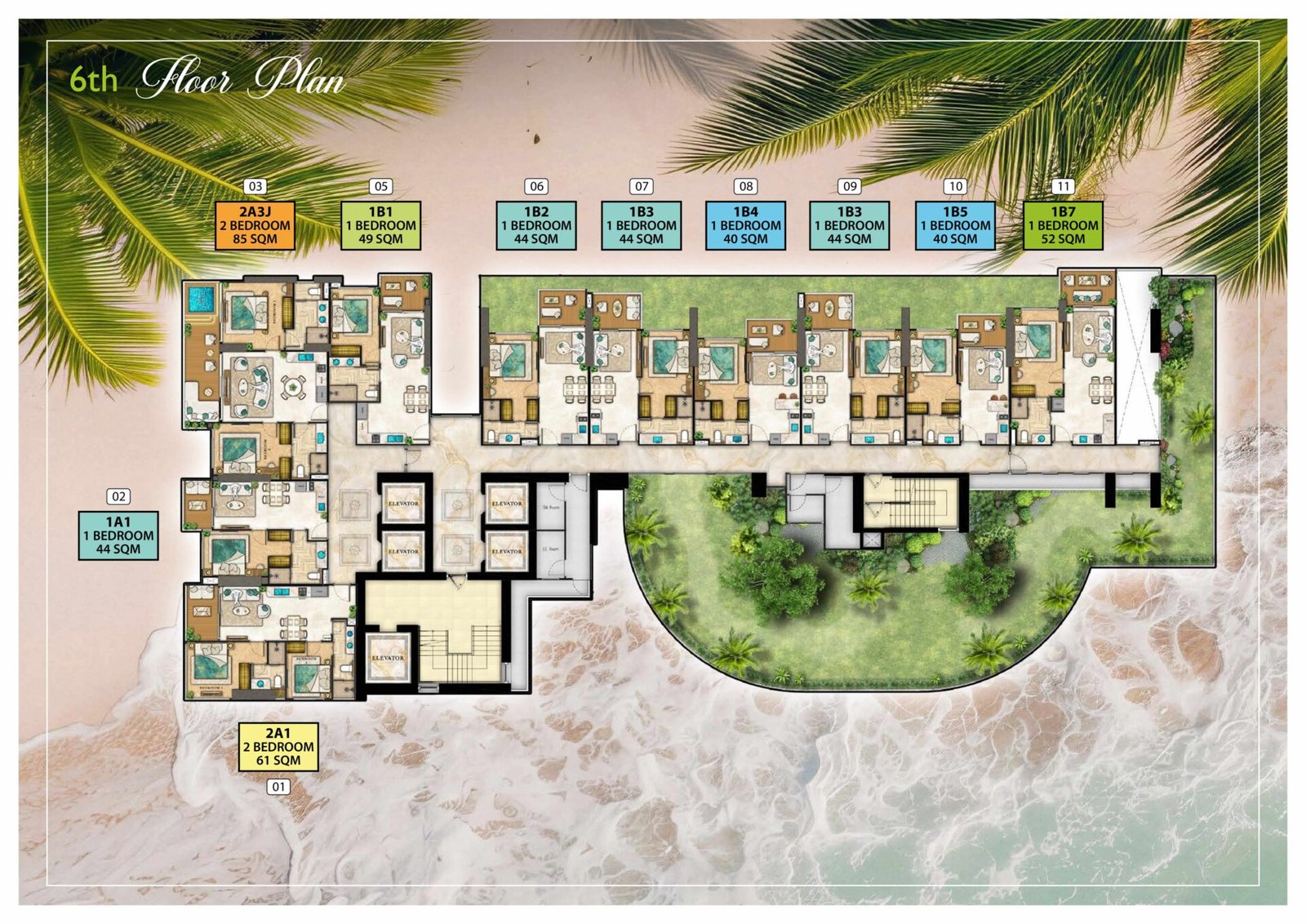 the riviera palm beach wongamat 6th Floor Plan