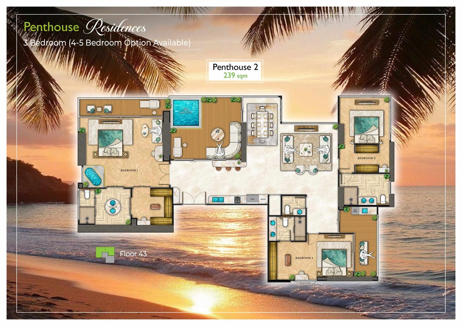 the riviera palm beach wongamat Penthouse 2 Floor Plan